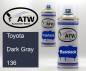 Preview: Toyota, Dark Gray, 136: 400ml Sprühdose + 400ml Klarlack - Set, von ATW Autoteile West.
